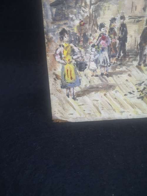 Oil on wooden board - Vintage painting