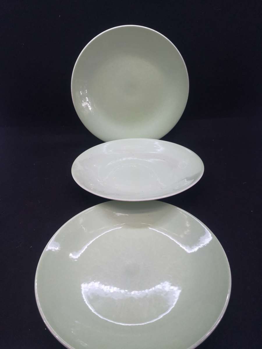 Continental China green dinner plates