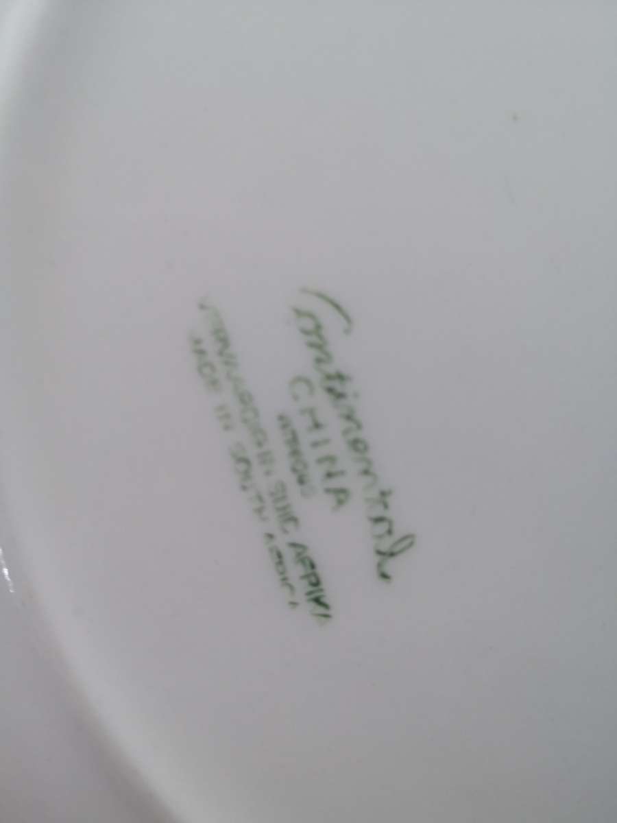 Continental China green dinner plates