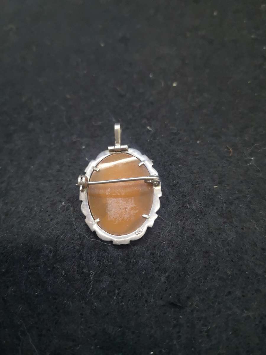 High craftmanship Cameo brooch/pendant set in silver
