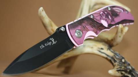 Elk Ridge Knives Pink Camo 3 1/2" Closed Folder New Pocket Knife