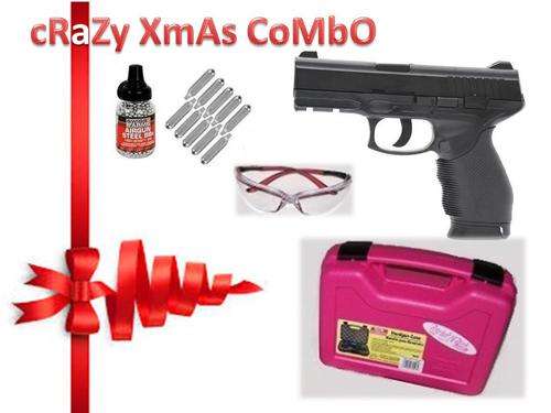 KWC 24/7 4.5mm Pistol (Metal slide) 1500 Metal BB Bullets & 10 x 12g Co2 Gas +Safety Glasses + Pink
