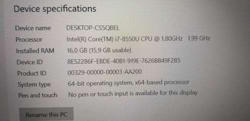 HP ELITEBOOK 850 G5 INTEL CORE I7 8TH GEN