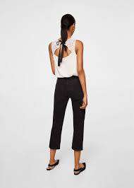 MANGO Lace Panel Tie Behind Top - size medium