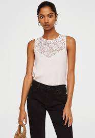 MANGO Lace Panel Tie Behind Top - size medium