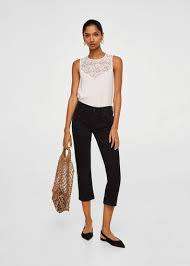 MANGO Lace Panel Tie Behind Top - size medium