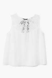 MANGO Lace Panel Tie Behind Top - size medium