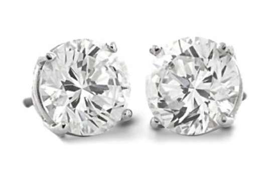 2.00 CT E VS ROUND 14K GOLD DIAMOND STUD EARRINGS