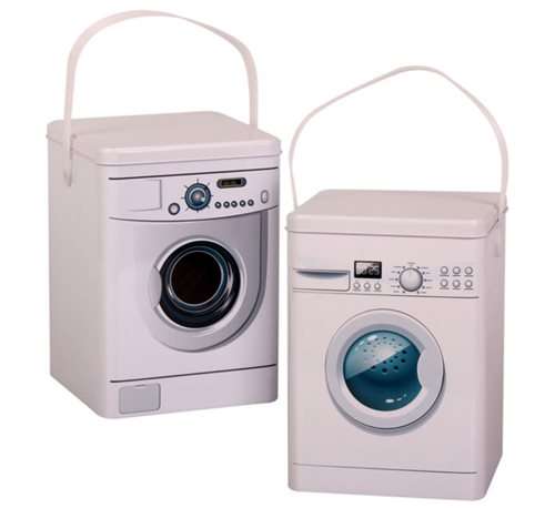 1 x Laundry Machine Shaped Box Detergent Washing Powder Storage Tin Container New