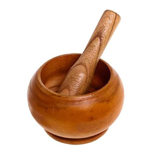 WOODEN MORTAR & PESTLE