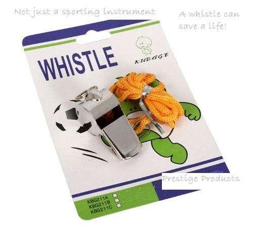STAINLESS STEEL WHISTLE ON CORD / STRANGER DANGER ALERT PRODUCT FOR WOMEN & CHILDREN