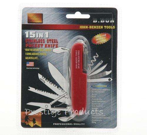 B.Bon 15 In 1 Pocket Knife  7cm Stainless Steel Blade
