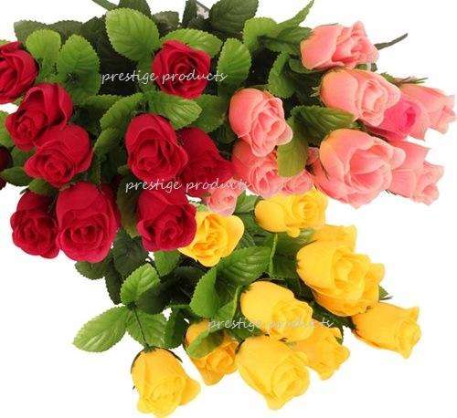 REALISTIC LOOKING - 1 x Bunch Of 12 Roses  Assorted Colours as shown