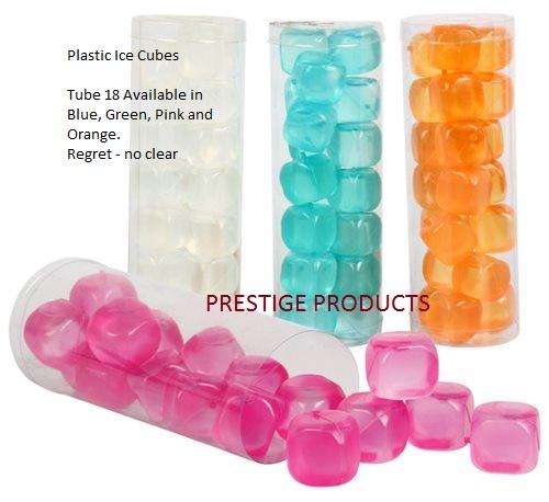 PVC ICE BALLS Plastic Ice Cubes Pk of 18 Single colours