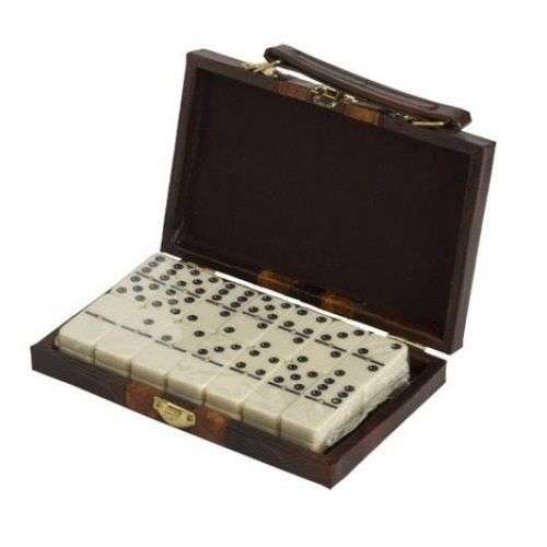 1 x Dominoes Double 6 Six Leatherette Case Standard Size Thick Tile Domino 28 Pcs