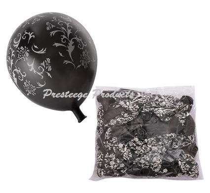 Damask Balloons Helium Quality 25cm 1pc Design Print Black