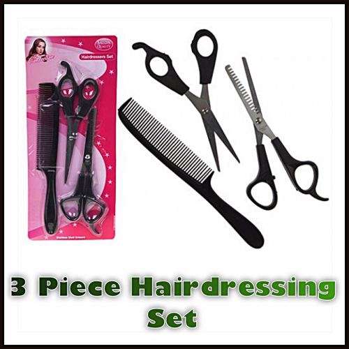 1 x HAIR STYLIST SCISSOR 3 PACK SET THINNING SCISSORS COMB KIT HOME SALON CUTTING