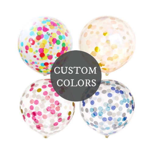 10 x CONFETTI BALLOONS - 30cm Clear Balloon with 100 pieces of 2.5 cm round confetti