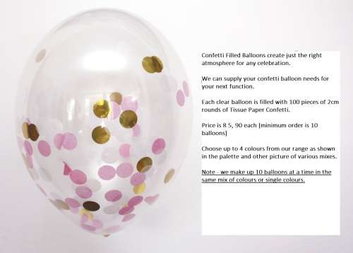 10 x CONFETTI BALLOONS - 30cm Clear Balloon with 100 pieces of 2.5 cm round confetti