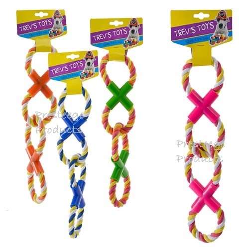 1 X Dog Tug Toy  Double Loop Assorted