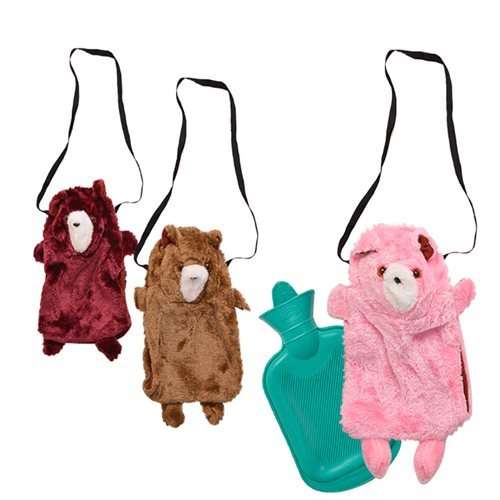 1 X BED WARMER Kiddies Plush Hot Water Bottle  500ml Assorted Designs