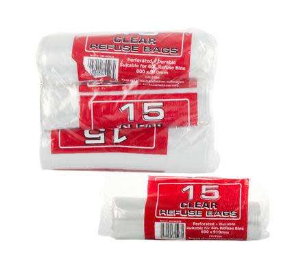 R100 WISE BUYS - 6 X Refuse Bag 15pce (20 mic) Clear 800x910mm [GREAT FOR HOTEL/HOME/LAUNDROMATS]