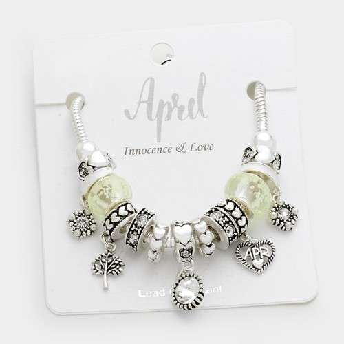 1 X MULTI-BEAD BIRTHSTONE HEART CHARM BRACELET - THE PERFECT GIFT FOR HER