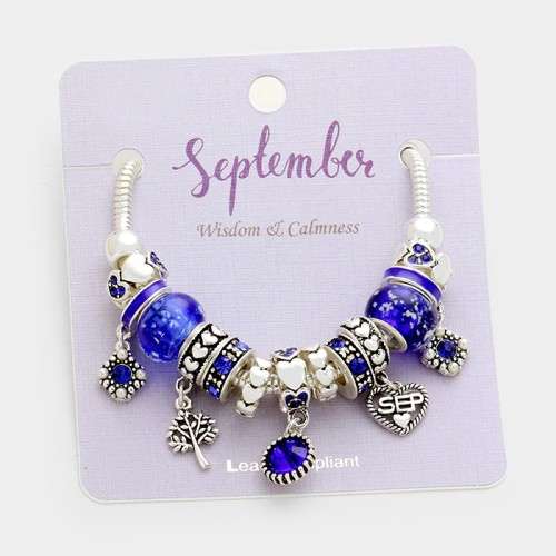 1 X MULTI-BEAD BIRTHSTONE HEART CHARM BRACELET - THE PERFECT GIFT FOR HER