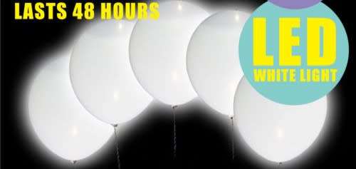 10X LED Glow Light Up White Balloons FOR  Parties Weddings Anniversaries Birthdays