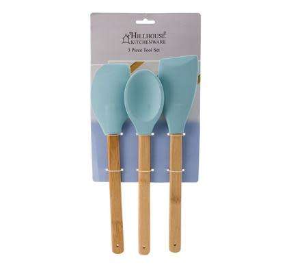 Kitchen Tool-Set 3pce Silicone/Wooden handle