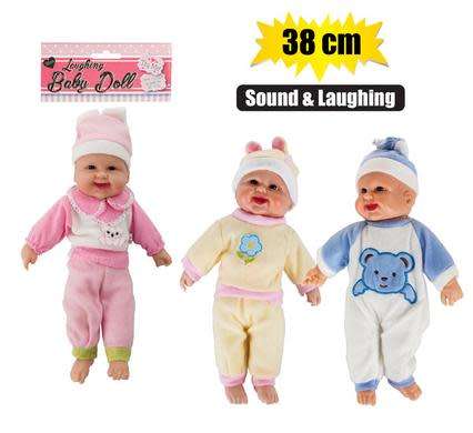 1 X DOLL BABY [ASSORTED ONLY] WITH LAUGHING SOUND 38cm