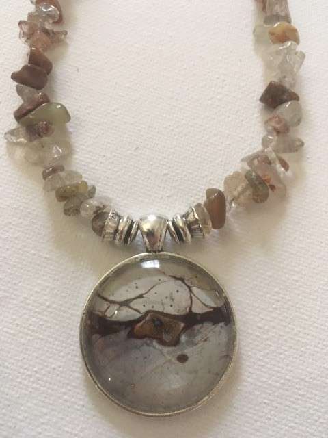 RUTILATED SMOKY QUART NATURAL GEMSTONE PENDANT NECKLACE with UNIQUE PENDANT