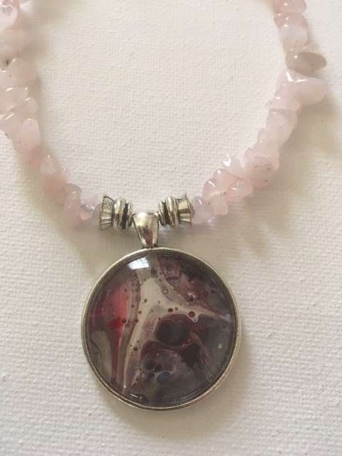 ROSE QUARTZ  NATURAL GEMSTONE PENDANT NECKLACE with UNIQUE ONE OF KIND PENDANT