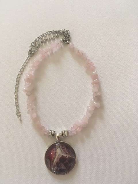 ROSE QUARTZ  NATURAL GEMSTONE PENDANT NECKLACE with UNIQUE ONE OF KIND PENDANT