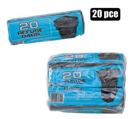 1 X REFUSE BAG 20PC BLACK 750x950mm