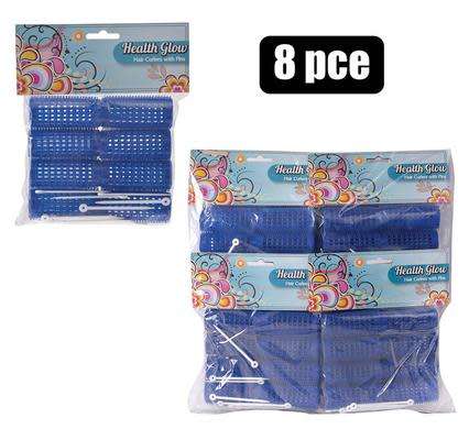 1 x HAIR CURLERS PL 8PC MEDIUM BLUE