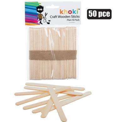 1 X WOODEN LOLLY STICKS PLAIN 50