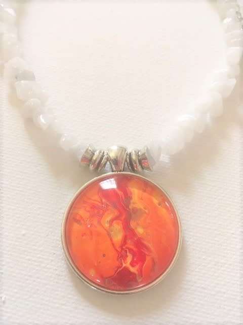 WHITE JADE  NATURAL GEMSTONE PENDANT NECKLACE with A UNIQUE ONE OF KIND PENDANT