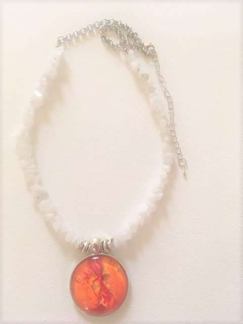 WHITE JADE  NATURAL GEMSTONE PENDANT NECKLACE with A UNIQUE ONE OF KIND PENDANT