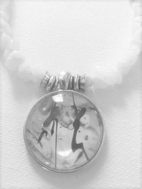 WHITE JADE  NATURAL GEMSTONE PENDANT NECKLACE with A UNIQUE ONE OF KIND PENDANT