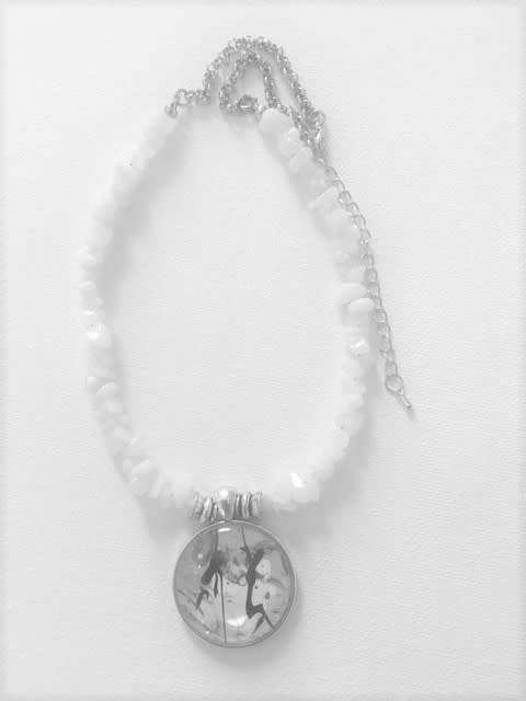 WHITE JADE  NATURAL GEMSTONE PENDANT NECKLACE with A UNIQUE ONE OF KIND PENDANT