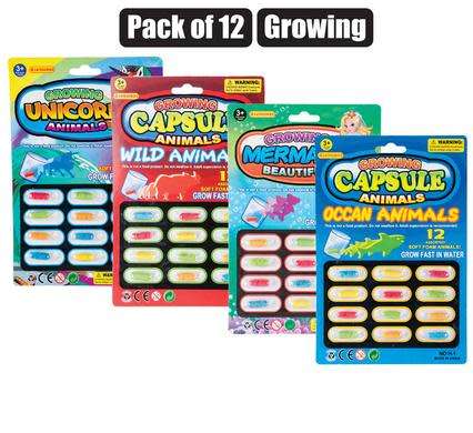 4 X NOVELTY GROWING ANIMALS IN CAPSULES