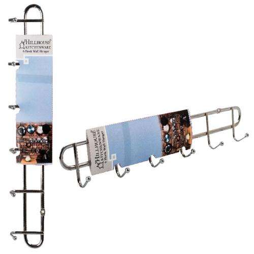 KITCHEN TOOL HANGING RACK CHROME FINISH METAL 6-PRONG