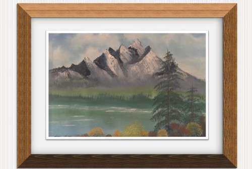 ART ~ ORIGINAL OIL PAINTING ~ LANDSCAPE ~ 16 x 24" STRETCHED CANVAS " MOUNTAIN LAKE"