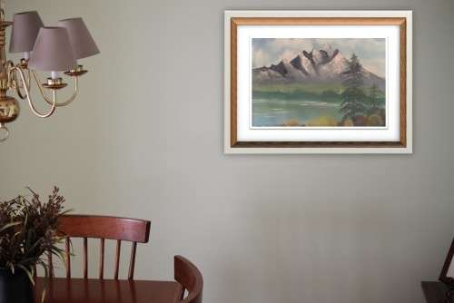 ART ~ ORIGINAL OIL PAINTING ~ LANDSCAPE ~ 16 x 24" STRETCHED CANVAS " MOUNTAIN LAKE"