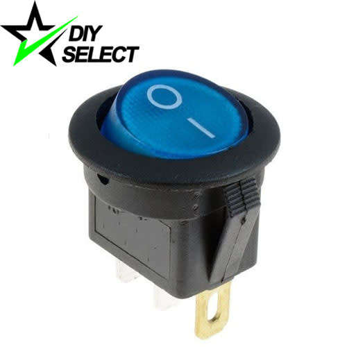 Switch Rocker Blue Illuminated 20mm 220V AC **LOCAL STOCK**