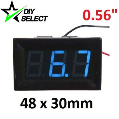 Voltmeter DC 5-120V Large 3 Digit Display Blue Adjustable **LOCAL STOCK**