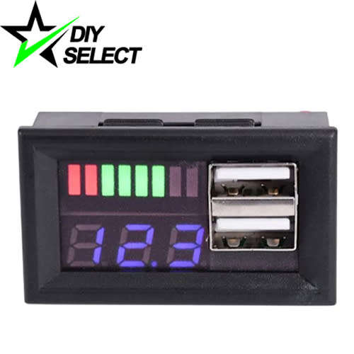 Voltmeter, Capacity 12V Blue with Dual USB 2.0 (12V to 5V 2A) **LOCAL STOCK**