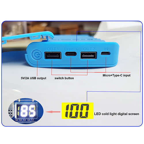 Battery 18650 (7pc) Power Bank Charger White **LOCAL STOCK**