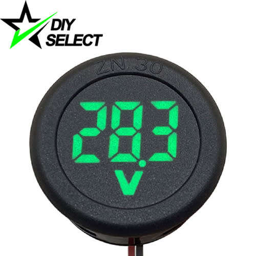 Voltmeter DC 5-100V Round 3 Digit Display Green Adjustable **LOCAL STOCK**
